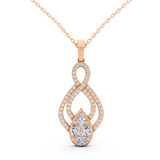 Rose Gold Infinity Marquise Pear Lab Grown Diamond Pendant