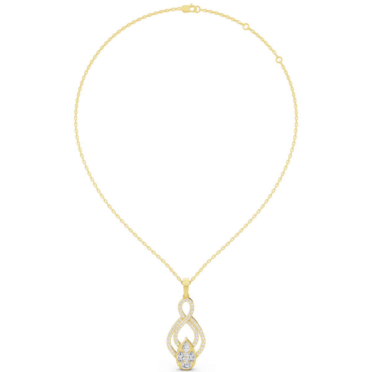 Yellow Gold Infinity Marquise Pear Lab Grown Diamond Pendant, view 5