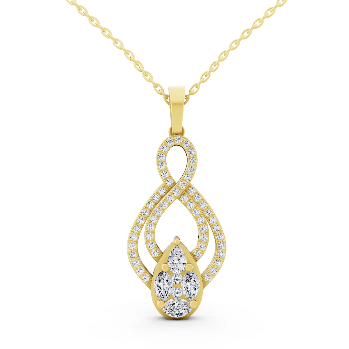 Yellow Gold Infinity Marquise Pear Lab Grown Diamond Pendant
