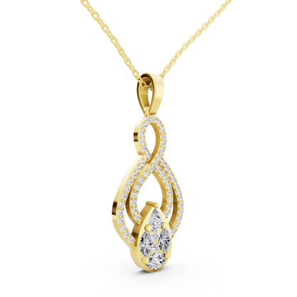 Yellow Gold Infinity Marquise Pear Lab Grown Diamond Pendant, view 3