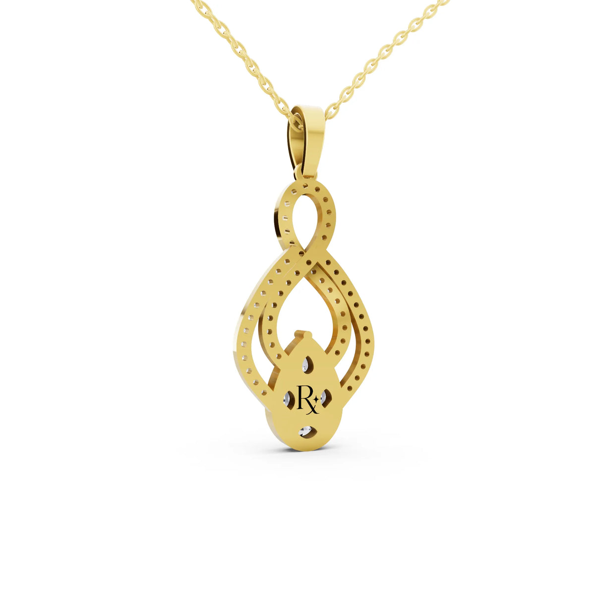Yellow Gold Infinity Marquise Pear Lab Grown Diamond Pendant, view 4