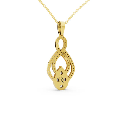 Yellow Gold Infinity Marquise Pear Lab Grown Diamond Pendant, view 4