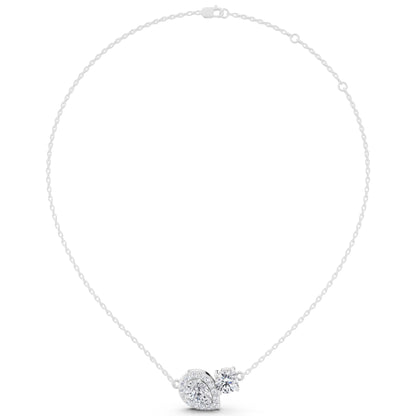 Pear Halo Round Two Stone Lab Grown Diamond Pendant, view 5