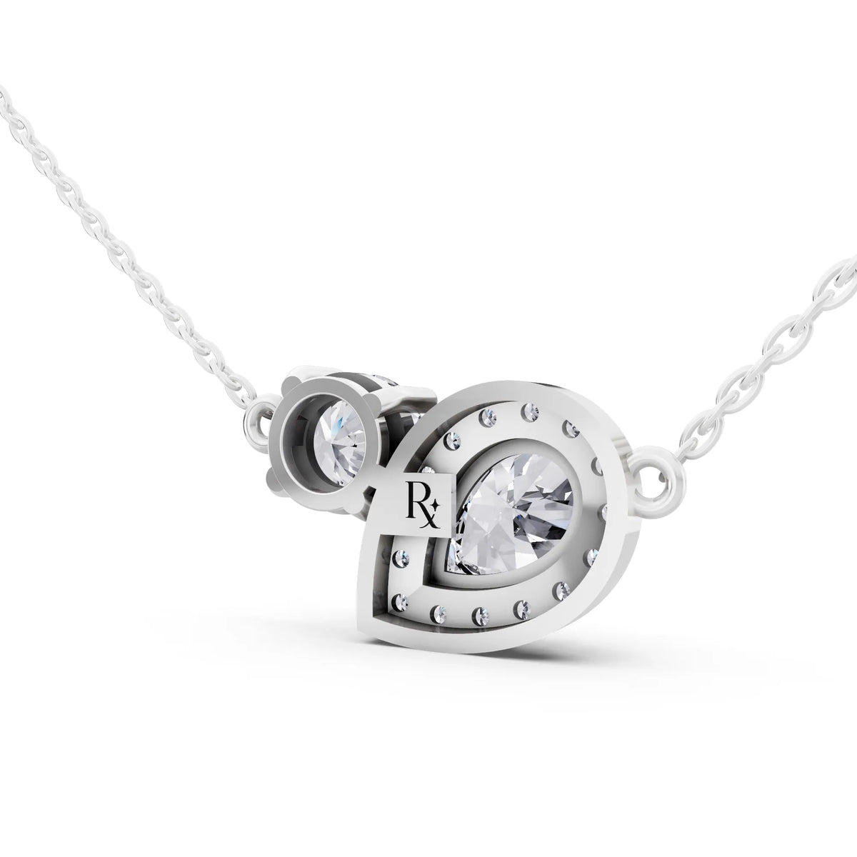 Pear Halo Round Two Stone Lab Grown Diamond Pendant, view 4