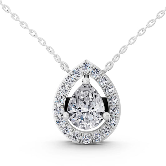 Pear Lab Grown Diamond Delicate Halo Pendant