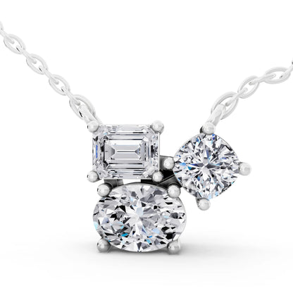 Emerald Round Oval Cluster Lab Grown Diamond Pendant