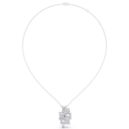 Seven Stone Emerald Lab Grown Diamond Cluster Pendant