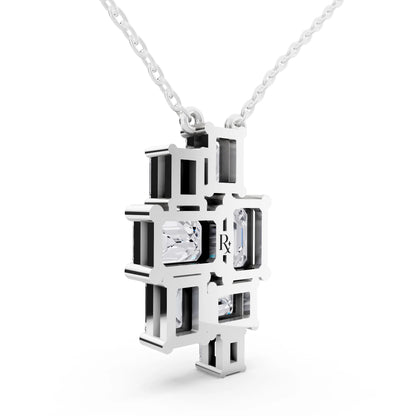 Seven Stone Emerald Lab Grown Diamond Cluster Pendant, view 4