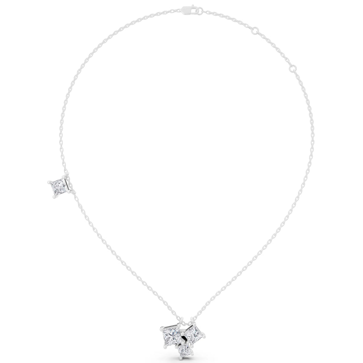 Four Stone Princess Lab Grown Diamond Cluster Pendant, view 4