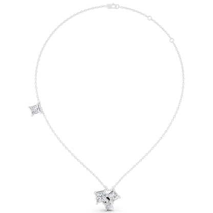 Four Stone Princess Lab Grown Diamond Cluster Pendant, view 4