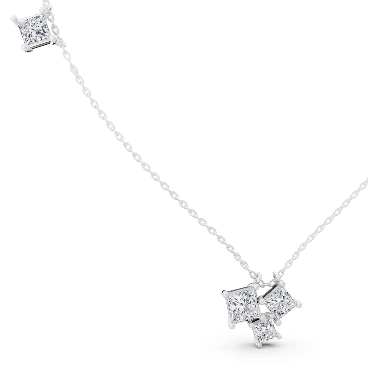 Four Stone Princess Lab Grown Diamond Cluster Pendant, view 2
