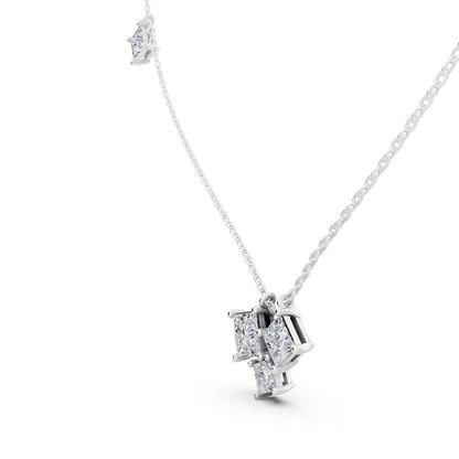 Four Stone Princess Lab Grown Diamond Cluster Pendant, view 3