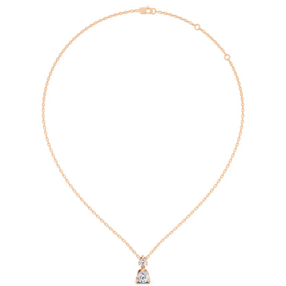 Rose Gold Round Two Stone Drop Lab Grown Diamond Pendant