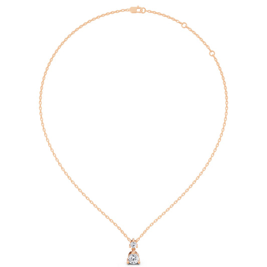 Rose Gold Round Two Stone Drop Lab Grown Diamond Pendant