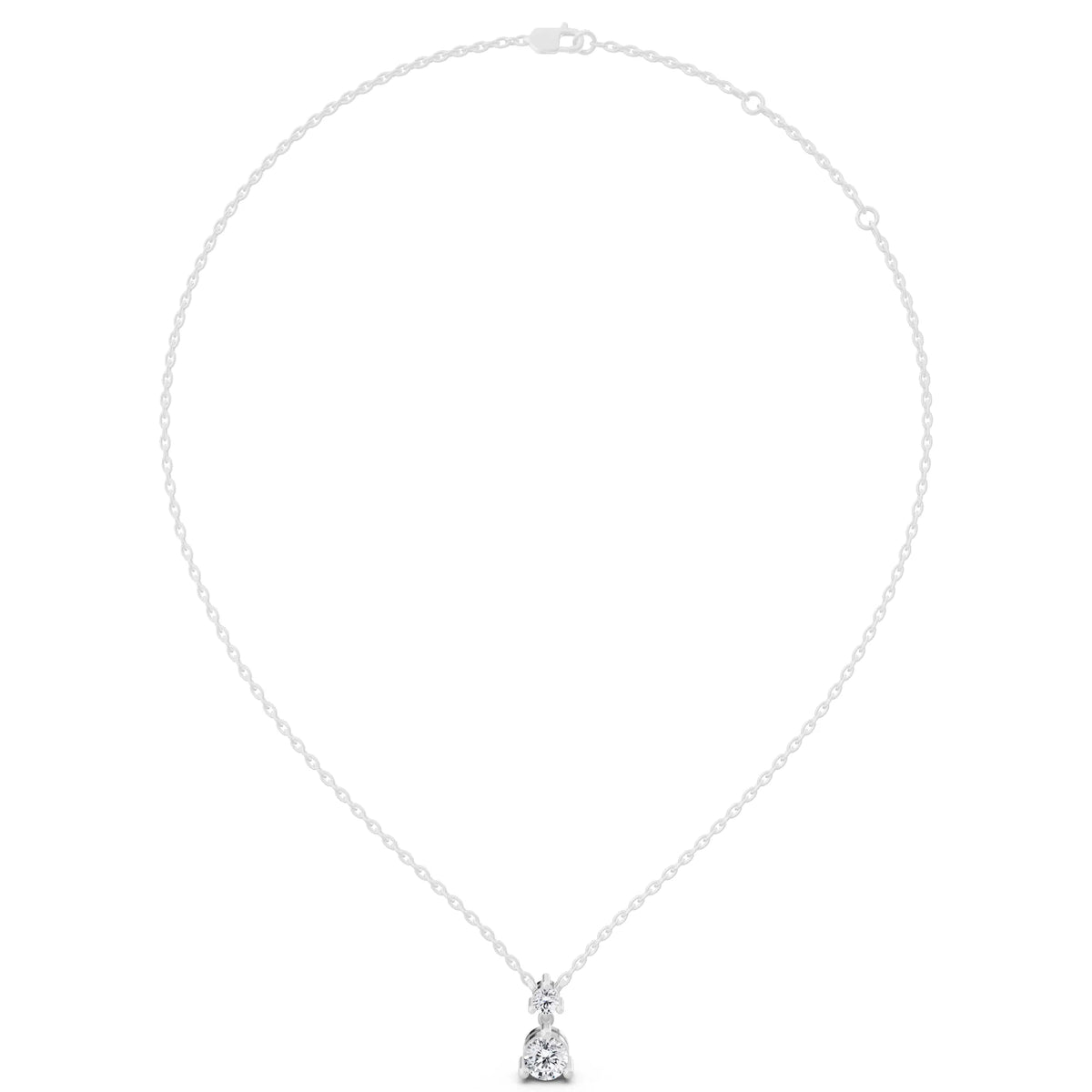 Round Two Stone Drop Lab Grown Diamond Pendant, view 5