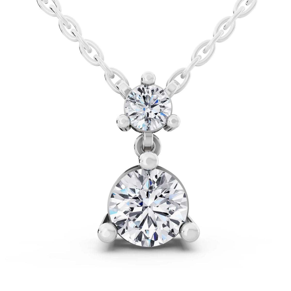 Round Two Stone Drop Lab Grown Diamond Pendant
