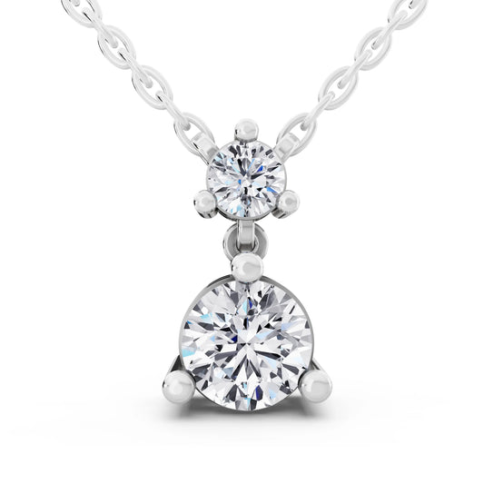 Round Two Stone Drop Lab Grown Diamond Pendant