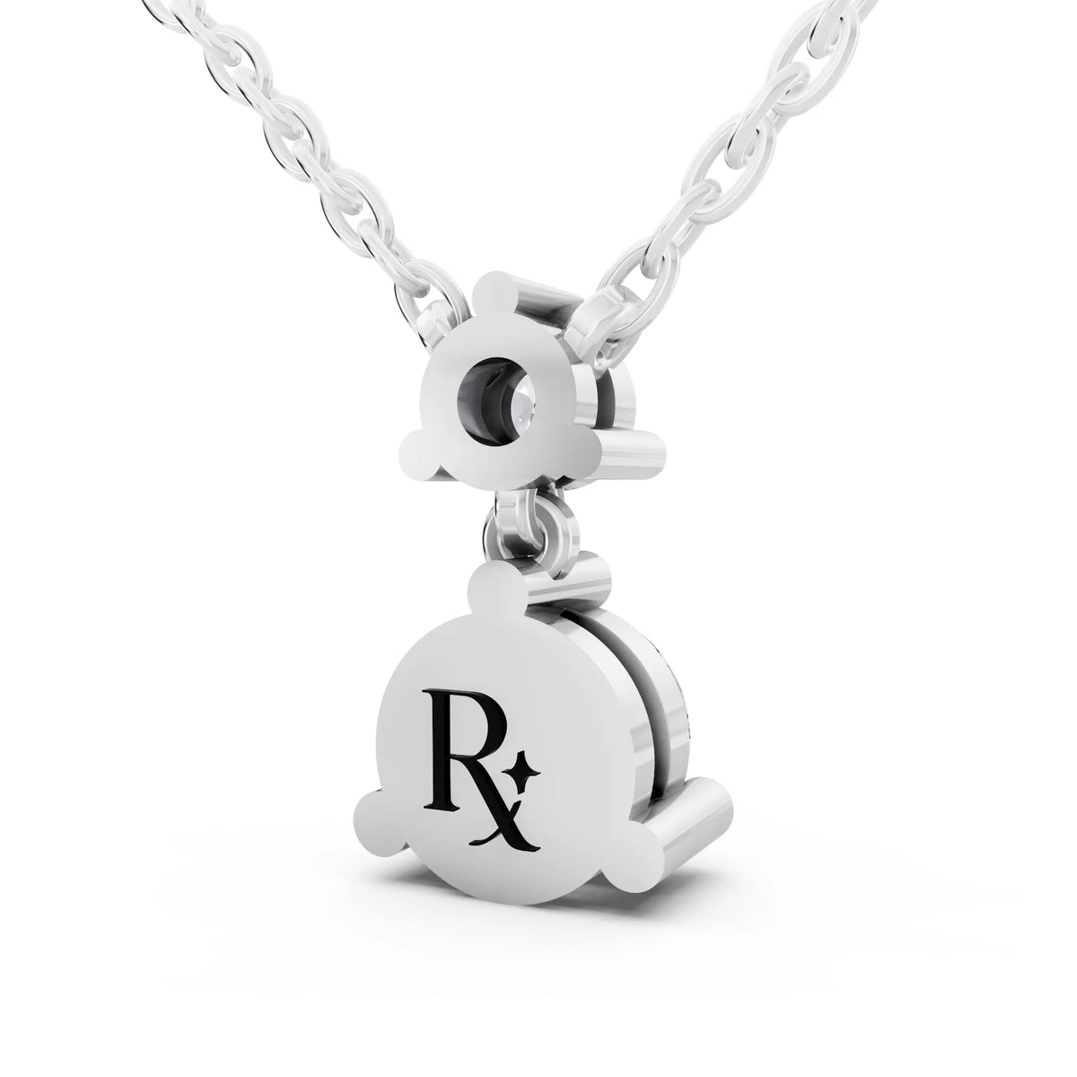 Round Two Stone Drop Lab Grown Diamond Pendant, view 4