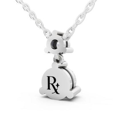 Round Two Stone Drop Lab Grown Diamond Pendant, view 4