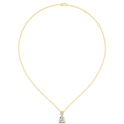 Yellow Gold Round Two Stone Drop Lab Grown Diamond Pendant, view 5
