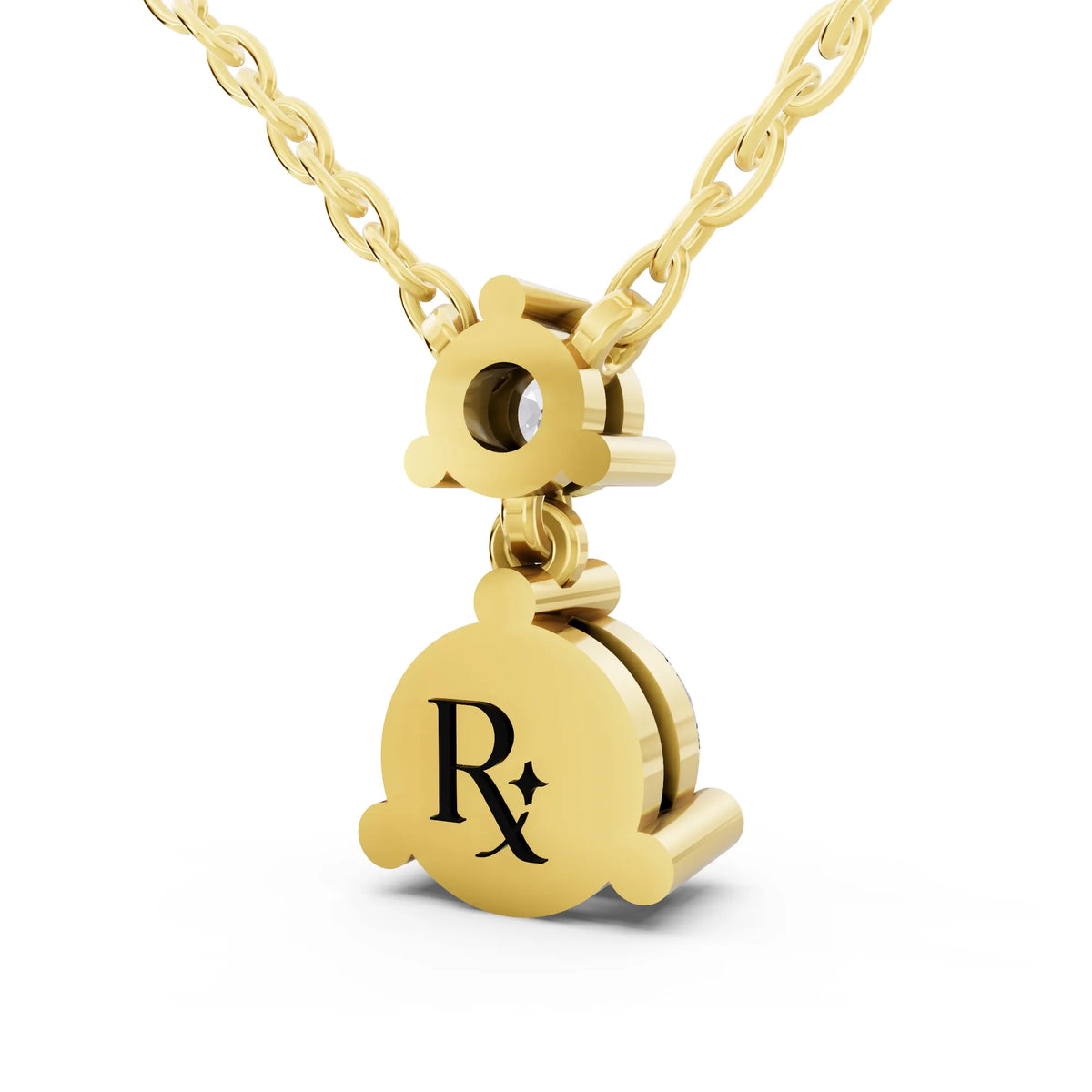 Yellow Gold Round Two Stone Drop Lab Grown Diamond Pendant, view 4