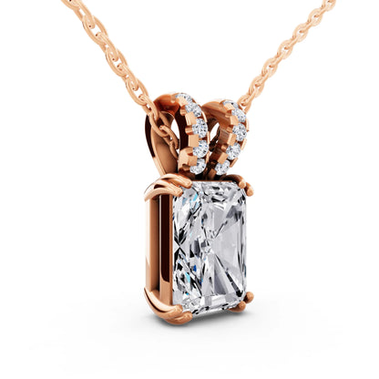 Rose Gold Radiant Lab Grown Diamond Split Bail Pendant, view 2