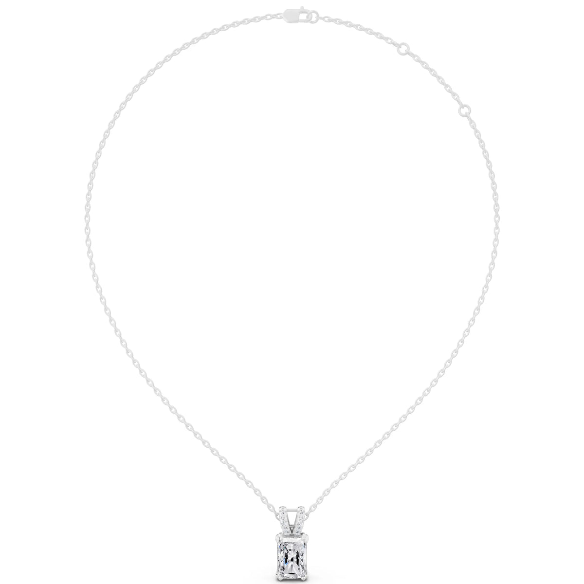 Radiant Lab Grown Diamond Split Bail Pendant, view 4