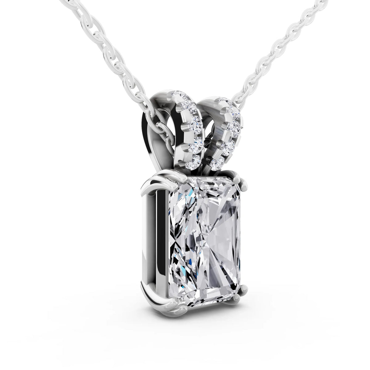 Radiant Lab Grown Diamond Split Bail Pendant, view 2
