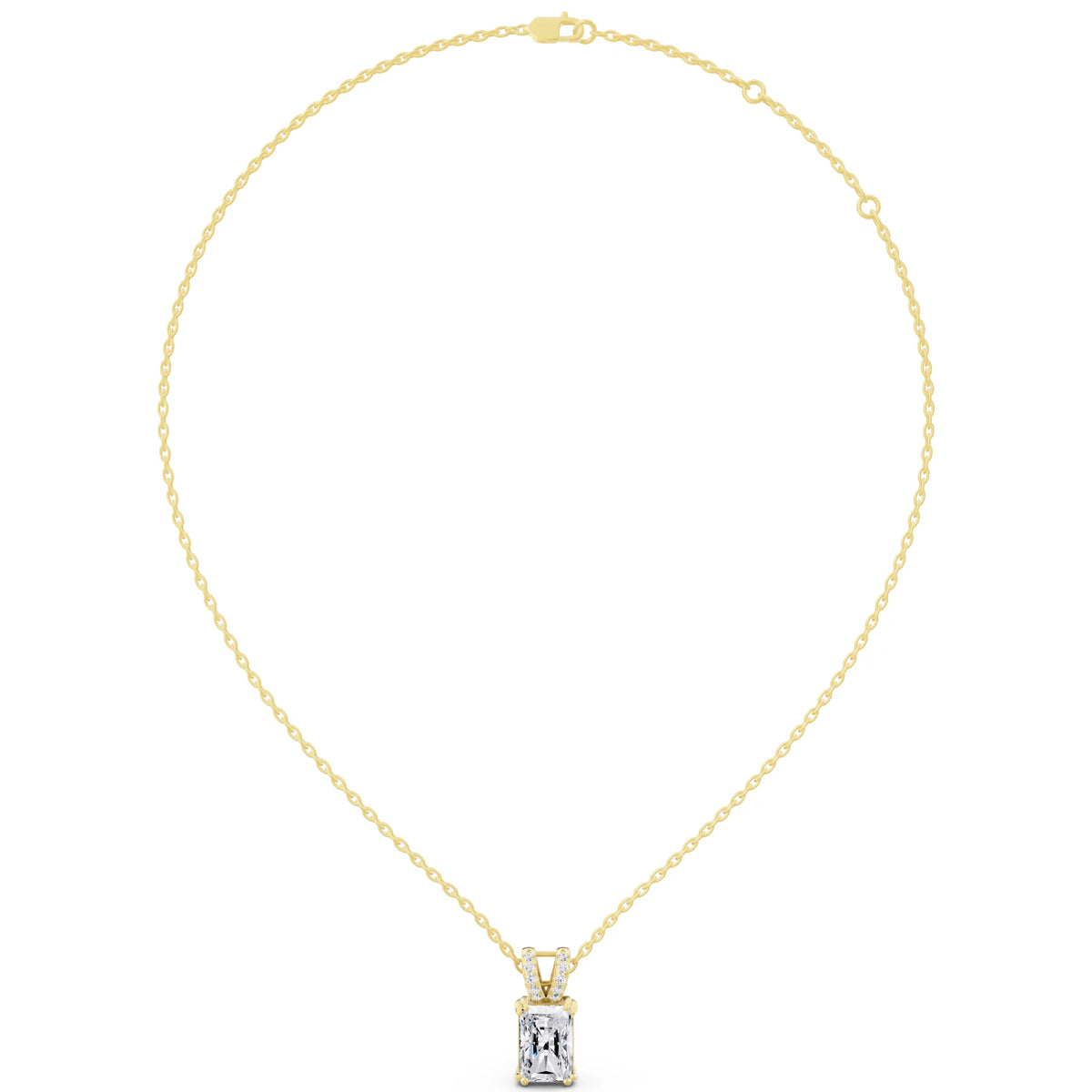 Yellow Gold Radiant Lab Grown Diamond Split Bail Pendant, view 4