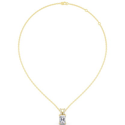 Yellow Gold Radiant Lab Grown Diamond Split Bail Pendant, view 4