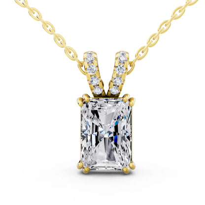 Yellow Gold Radiant Lab Grown Diamond Split Bail Pendant