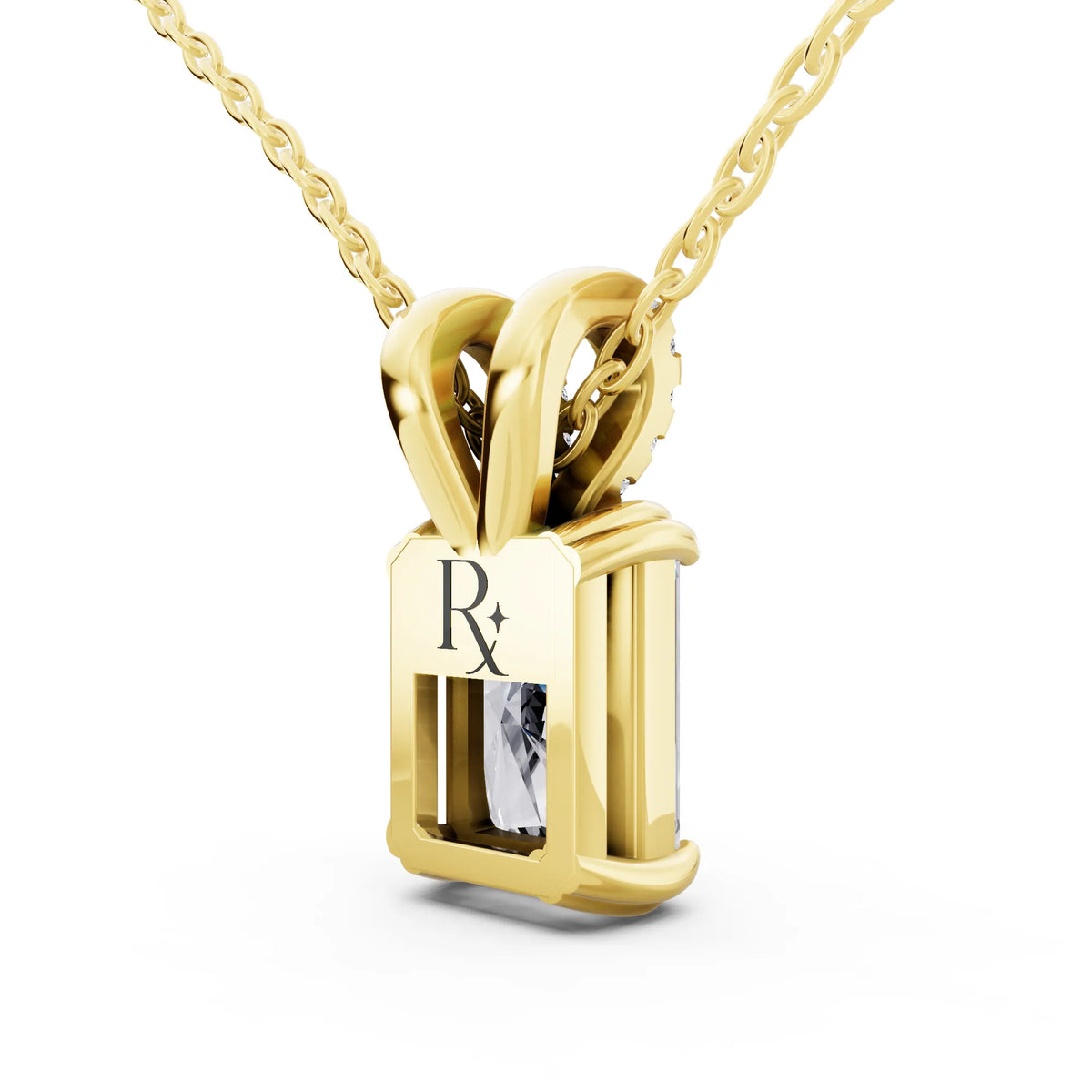 Yellow Gold Radiant Lab Grown Diamond Split Bail Pendant, view 3
