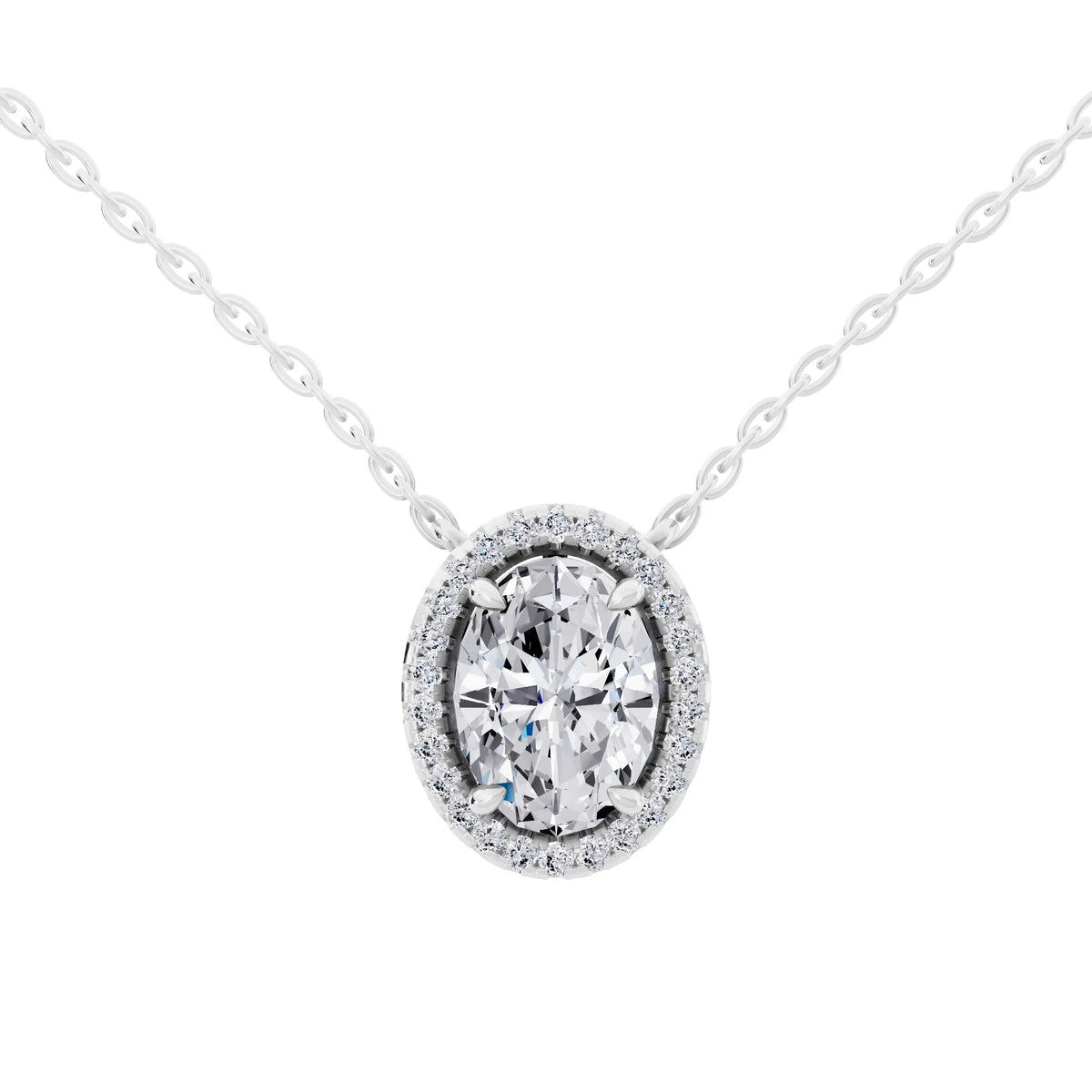 Oval Lab Grown Diamond Halo Pendant