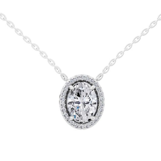 Oval Lab Grown Diamond Halo Pendant