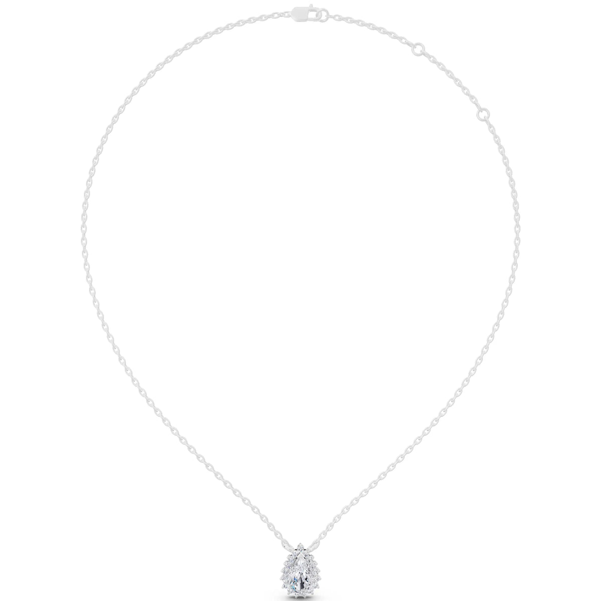 Pear Lab Grown Diamond Sparkling Halo Pendant, view 6