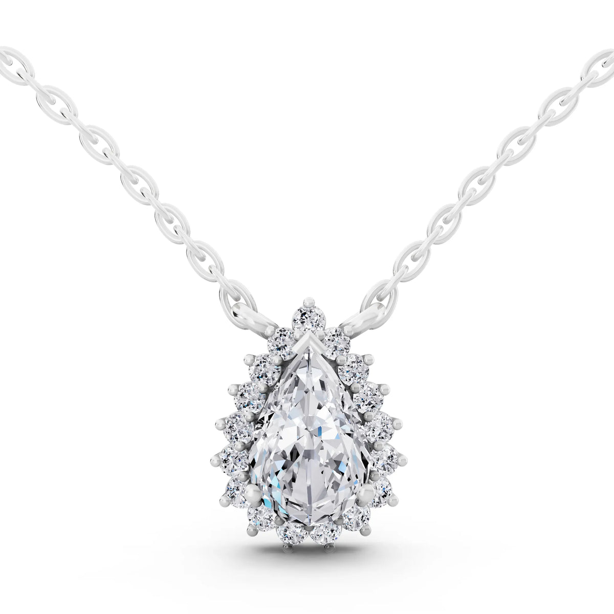 Pear Lab Grown Diamond Sparkling Halo Pendant