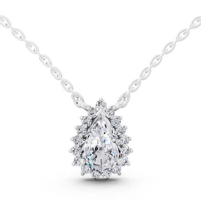 Pear Lab Grown Diamond Sparkling Halo Pendant