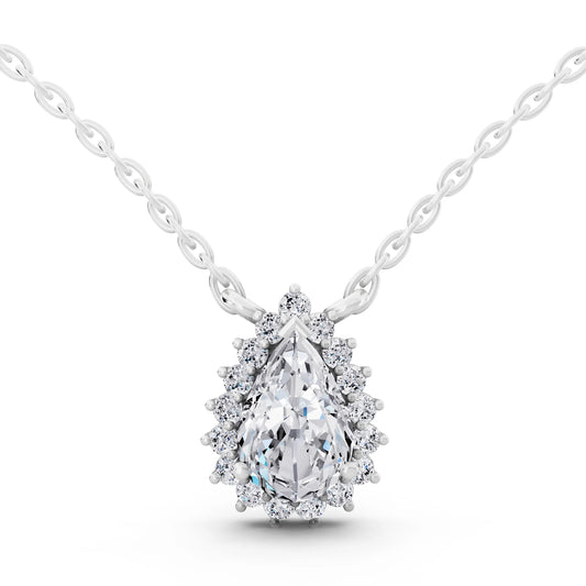 Pear Lab Grown Diamond Sparkling Halo Pendant