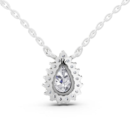 Pear Lab Grown Diamond Sparkling Halo Pendant, view 5