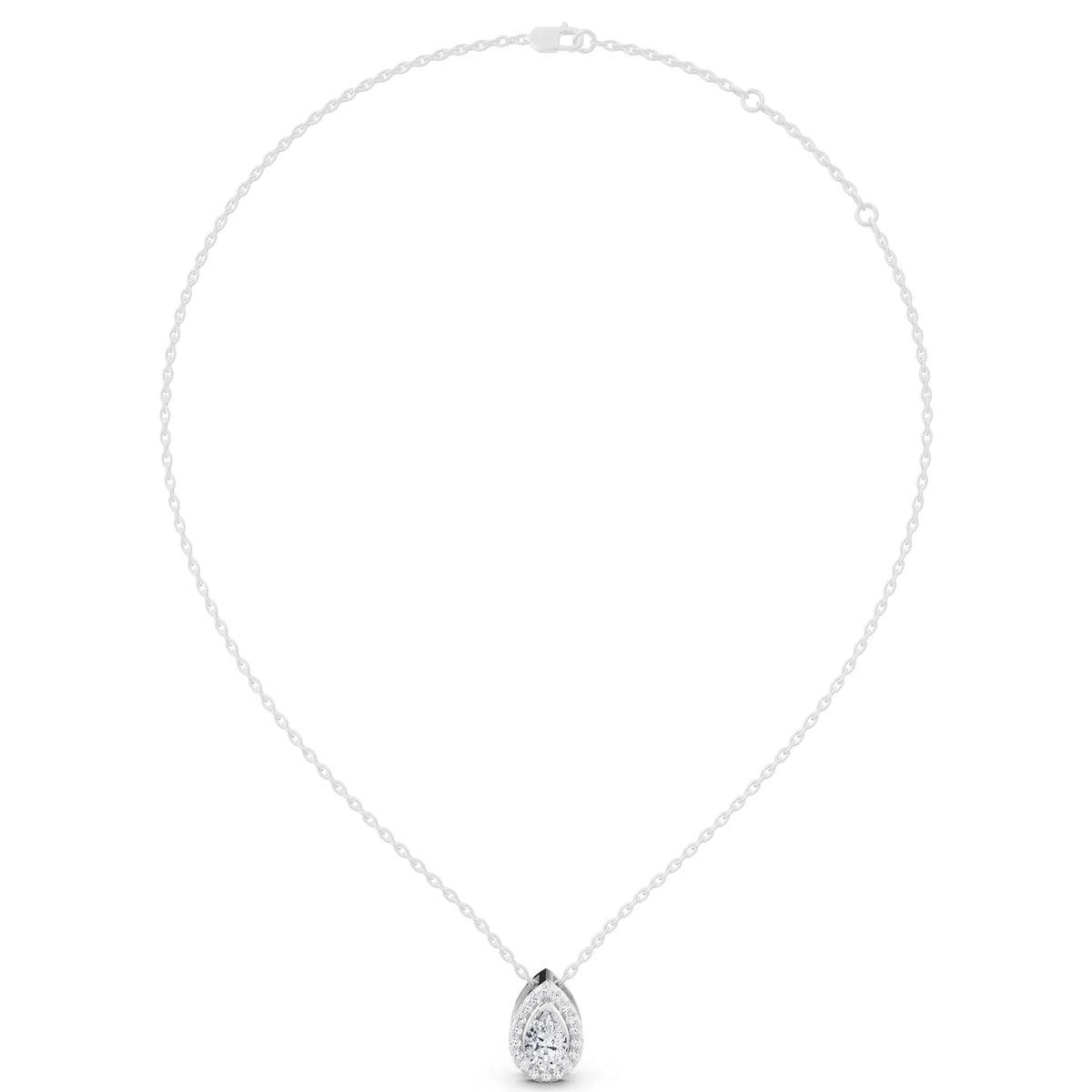 Pear Lab Grown Diamond Structured Halo Pendant, view 5