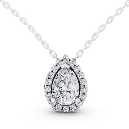 Pear Lab Grown Diamond Structured Halo Pendant