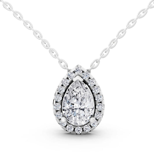 Pear Lab Grown Diamond Structured Halo Pendant