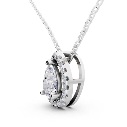 Pear Lab Grown Diamond Structured Halo Pendant, view 4