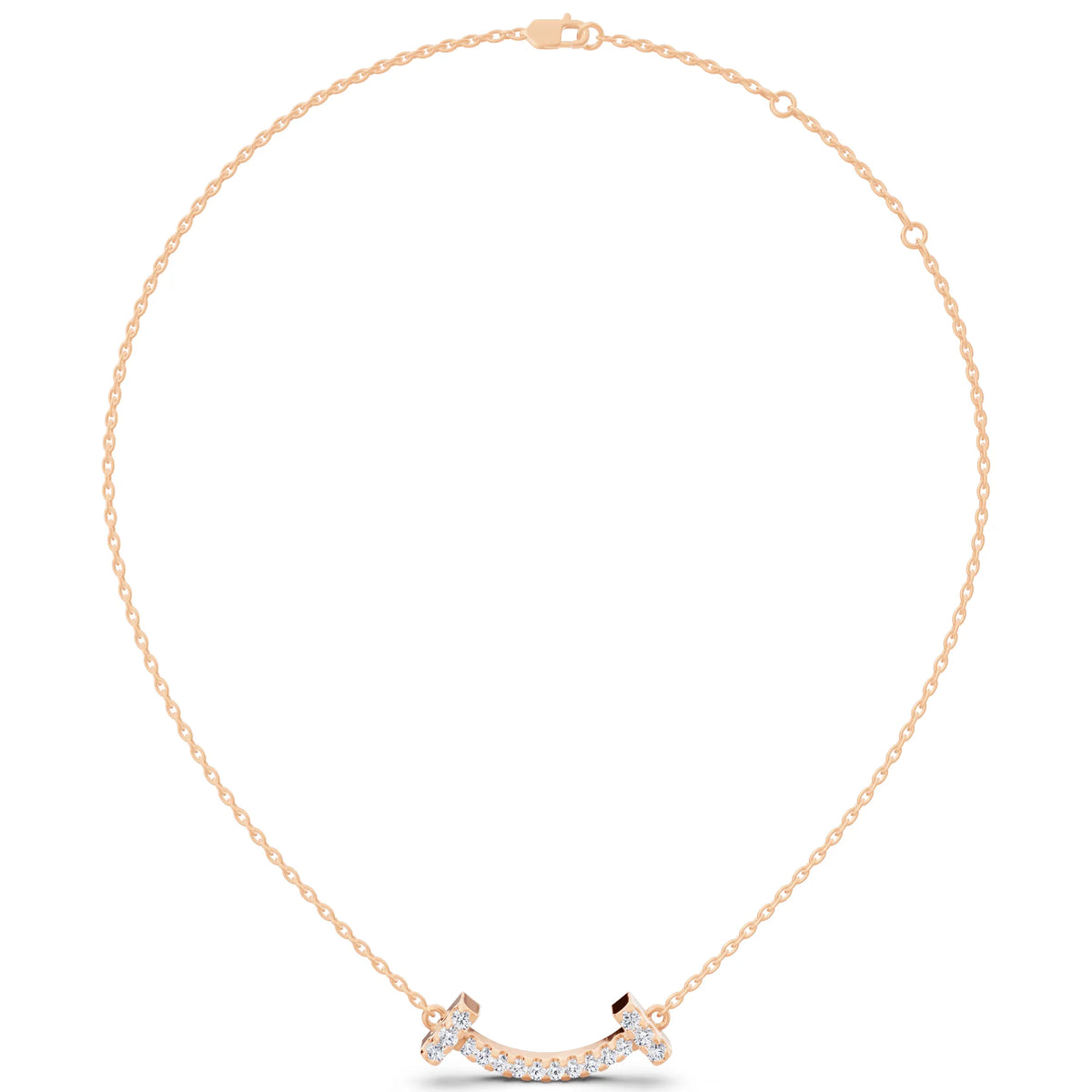 Rose Gold Curved Bar Lab Grown Diamond Pendant, view 6