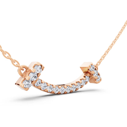 Rose Gold Curved Bar Lab Grown Diamond Pendant, view 4