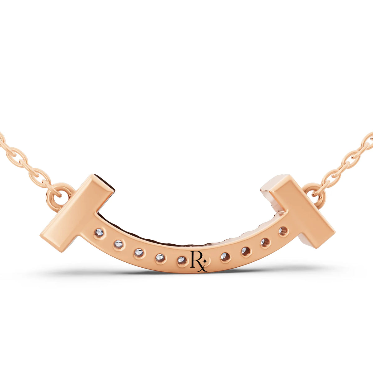 Rose Gold Curved Bar Lab Grown Diamond Pendant, view 5