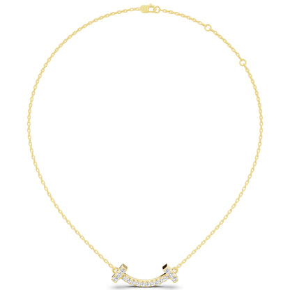 Yellow Gold Curved Bar Lab Grown Diamond Pendant, view 6