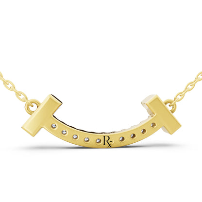 Yellow Gold Curved Bar Lab Grown Diamond Pendant, view 5