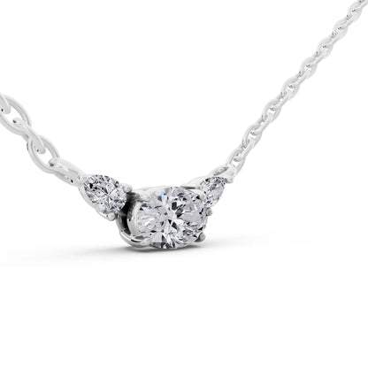 Oval Pear Three Stone Lab Grown Diamond Pendant, view 3