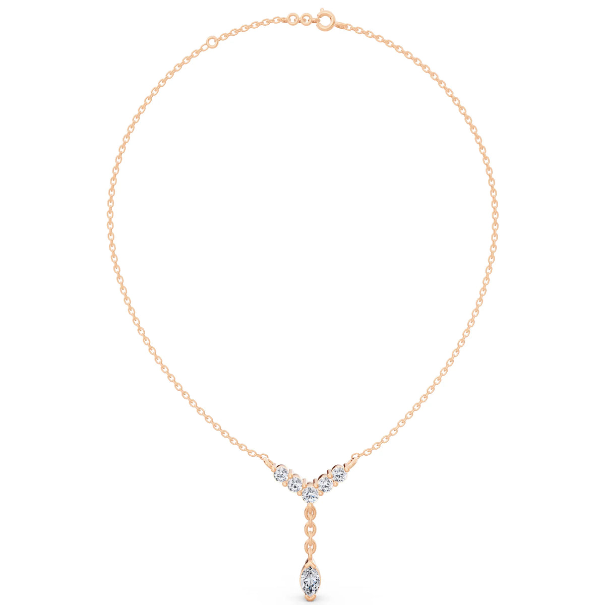 Rose Gold Y Style Marquise Drop Lab Grown Diamond Necklace, view 5